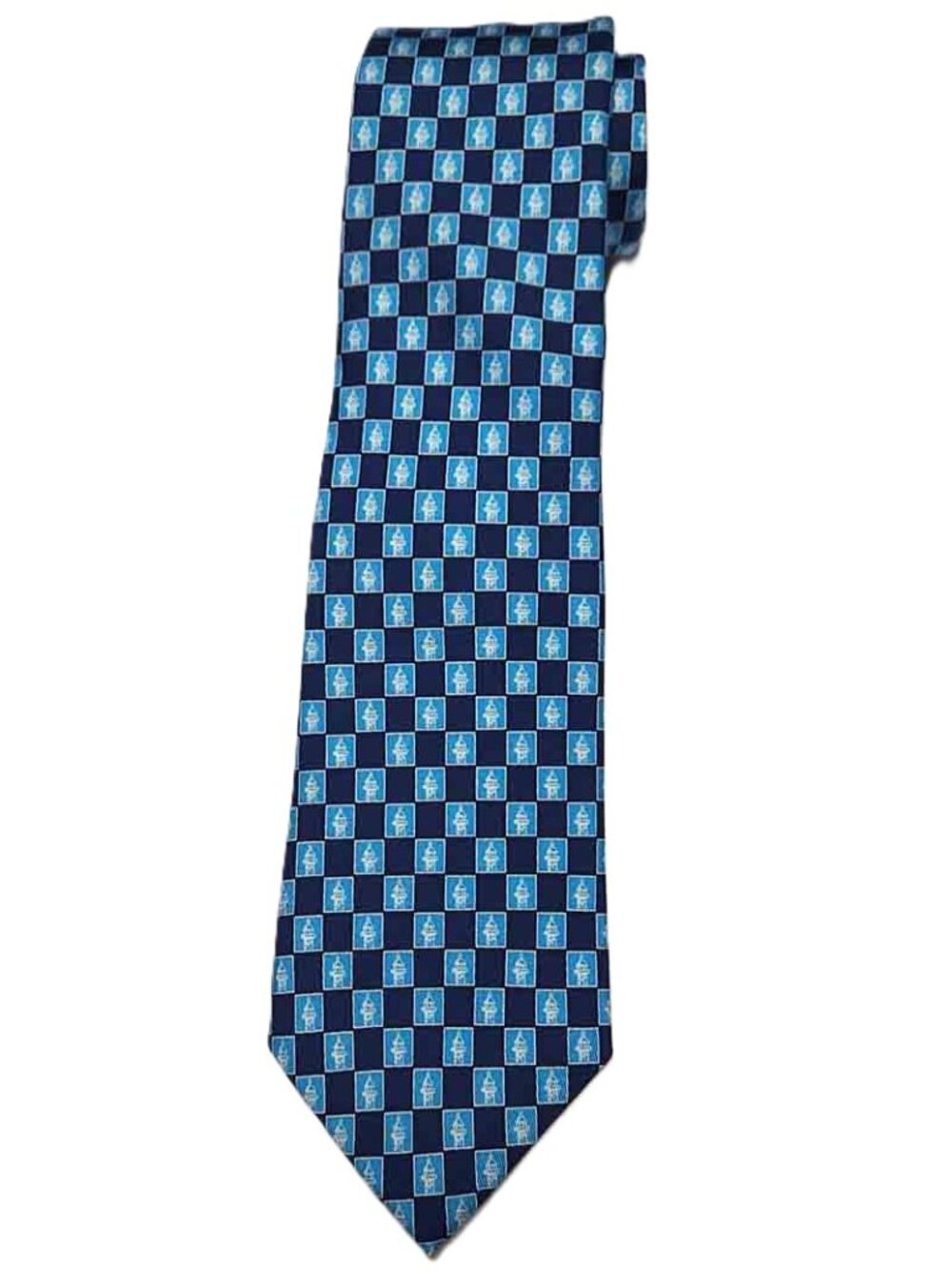 NWT Vineyard Vines Silk Tie Blue White Maritime LIght House Pattern Men's